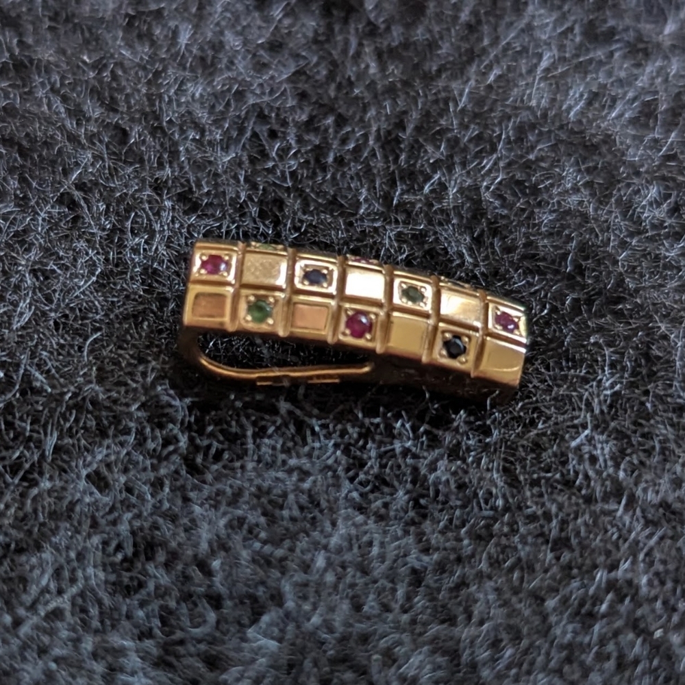 Solid 585/14kt Rose pink gold pendant with multicolor gemstones